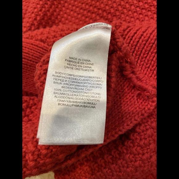 Lauren Ralph‎ Lauren Women's Red Cable Knit Sleeves Cotton Sweater Size XL - Picture 5 of 7